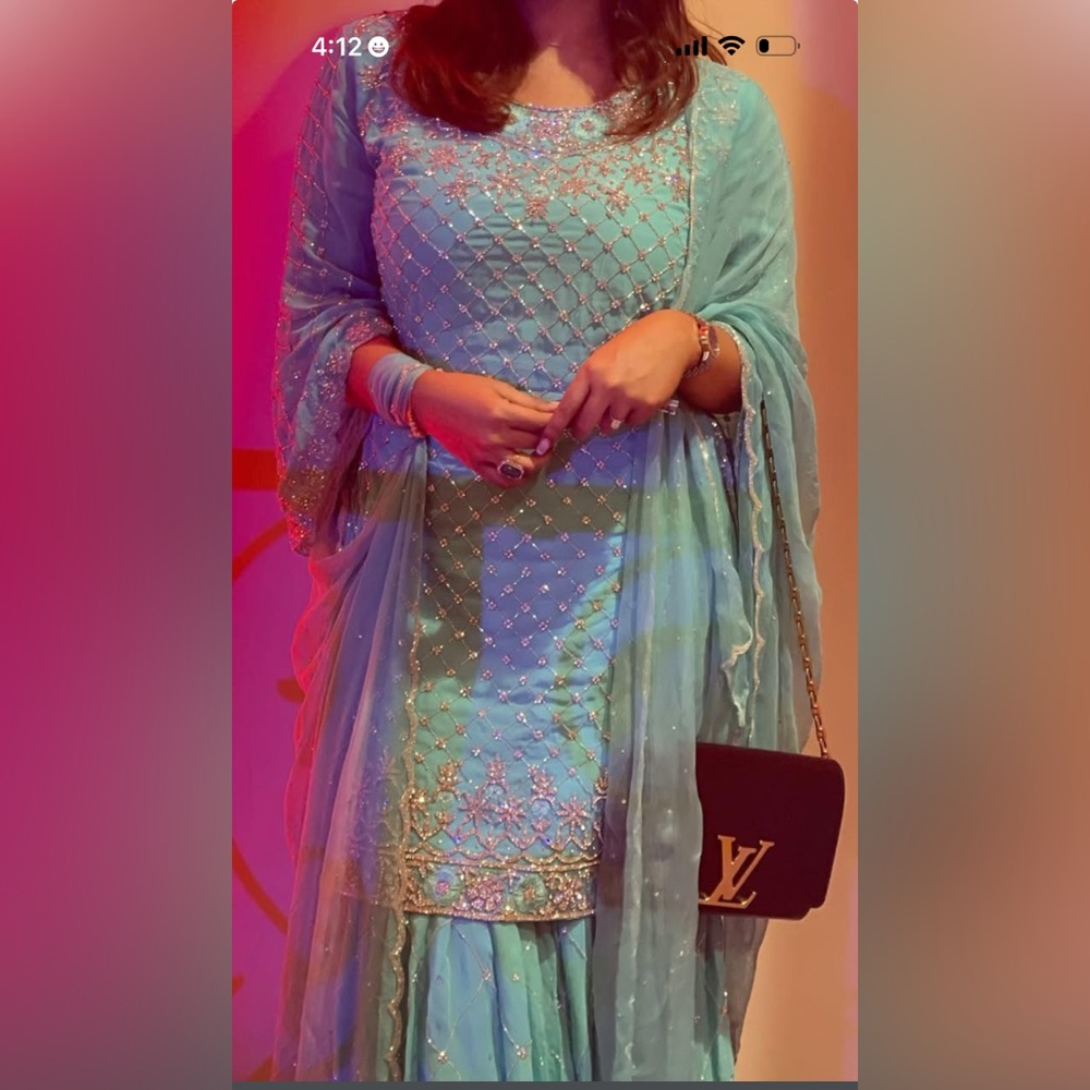 Elegant Blue mint Salwar kameez / gharara size M